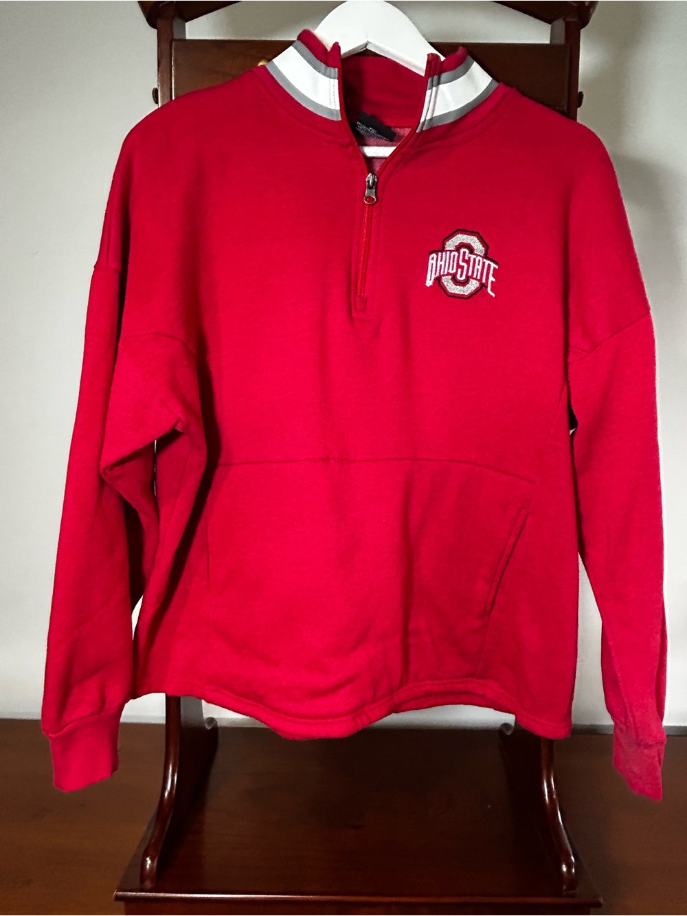 Colosseum Women’s Medium Ohio State Red Quarter-Zip Pullover Sweatshirt Buckeyes